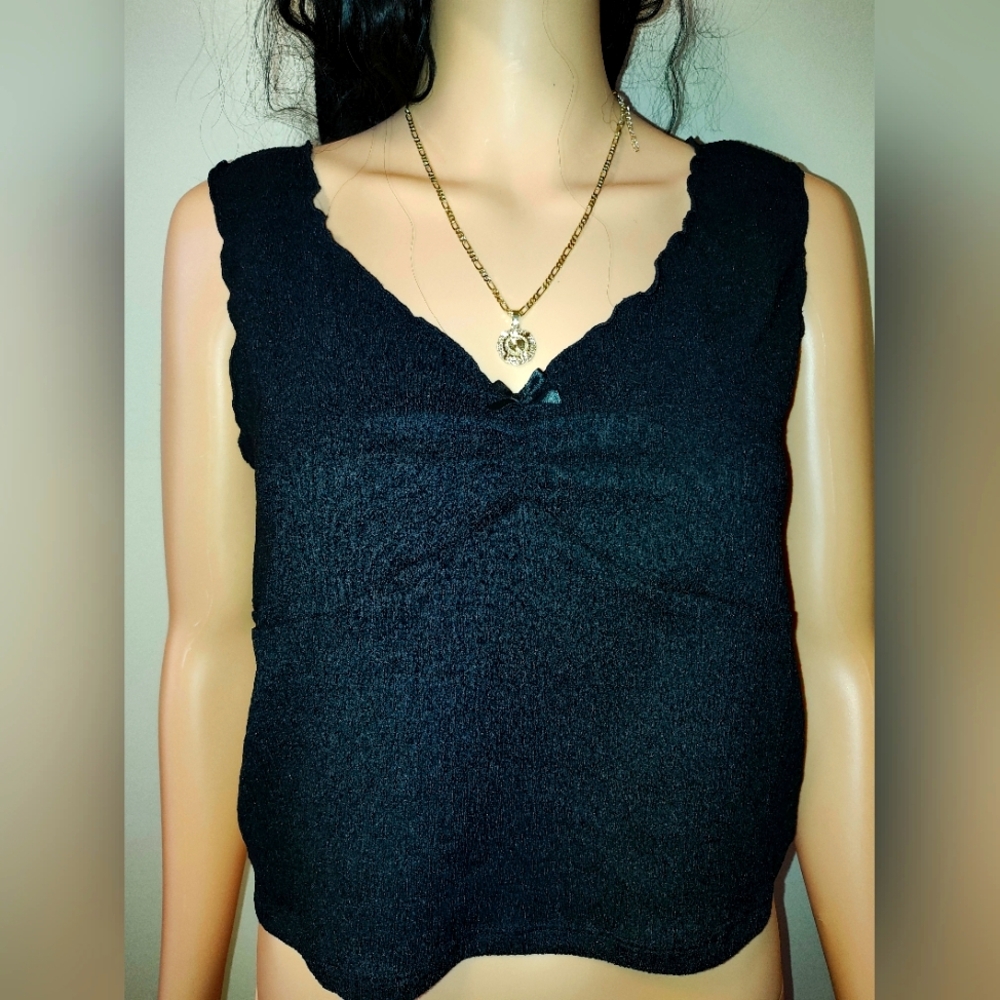 H&M Black Textured Tank Top